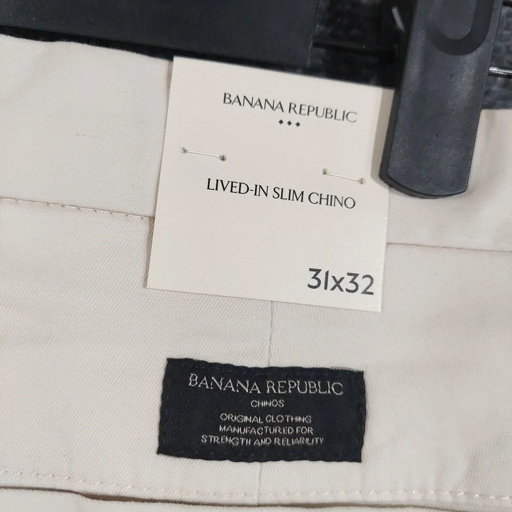 NEW Banana Republic Pants Mens 31x32 Beige Lived-In Slim Chino Stretch Casual